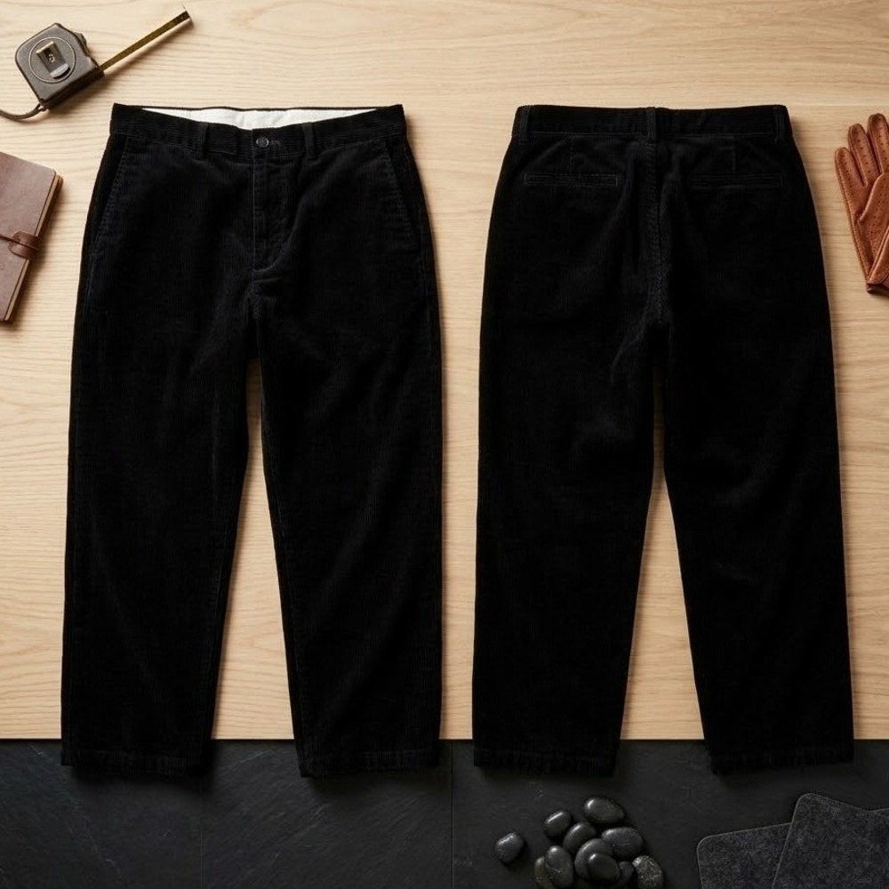 Vintage Structure Black Corduroy Pants Men 36x28 (Tag 36x30) Y2K Flat Front